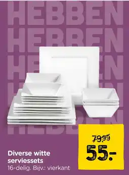 Xenos Diverse witte serviessets aanbieding