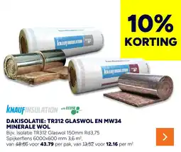 BOUWMAAT knaufinsulation dakisolatie: tr312 glaswol en mw34 minerale wol aanbieding