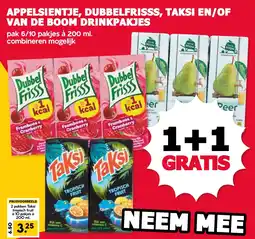 De Boerenschuur appelsientje, dubbelfrisss, taksi en/of van de boom drinkpakjes aanbieding