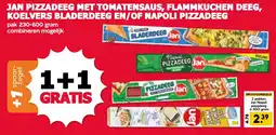 De Boerenschuur Jan pizzadeeg met tomatensaus, flammkuchen deeg, koelvers bladerdeeg en/of napoli pizzadeeg aanbieding