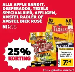 De Boerenschuur apple bandit, desperados, texels speciaalbier, affligem, amstel radler of amstel bier rosé aanbieding