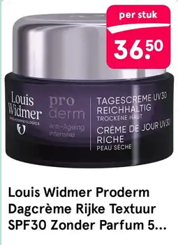 Etos Louis Widmer Proderm Dagcrème Rijke Textuur SPF30 Zonder Parfum aanbieding