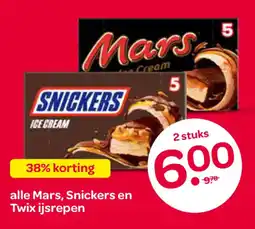 Spar alle Mars, Snickers en Twix ijsrepen aanbieding