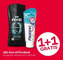 Spar alle Axe of Prodent aanbieding
