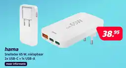 Electroworld Hama snellader 65 W, inklapbaar aanbieding