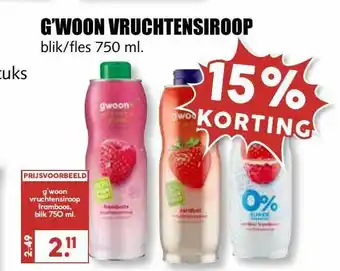 MCD Supermarkt G'woon Vruchtensiroop 15% Korting aanbieding