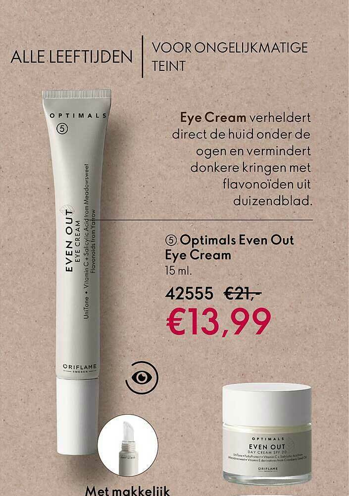Optimals Even Out Eye Cream aanbieding bij Oriflame