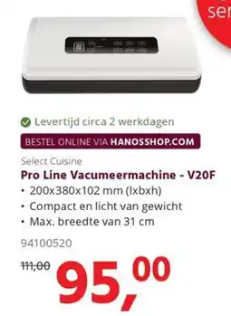 HANOS Select Cuisine Pro Line Vacuumeermachine - V20F aanbieding