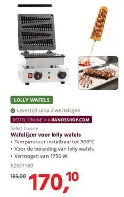 HANOS Select Cuisine Wafelijzer voor lolly wafels aanbieding