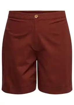 Wehkamp ONLY CARMAKOMA slim highwaist chino short donkerrood aanbieding