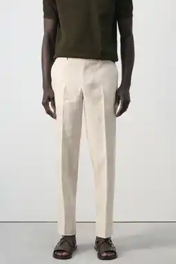 Wehkamp Mango Man slim pantalon met linnen beige aanbieding