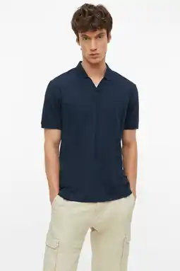 Wehkamp s.Oliver regular fit polo met textuur - donkerblauw aanbieding