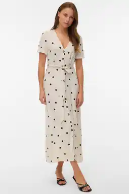 Wehkamp VERO MODA blousejurk met stippen ecru aanbieding