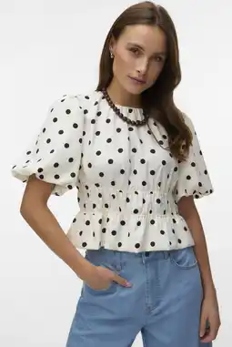 Wehkamp VERO MODA top met stippen wit aanbieding
