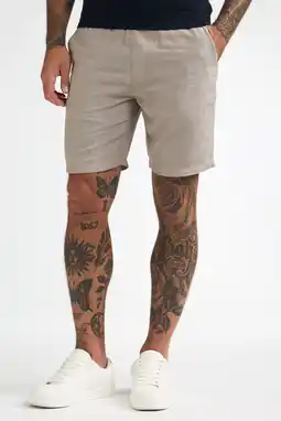 Wehkamp Petrol Industries regular chino short met linnen beige aanbieding