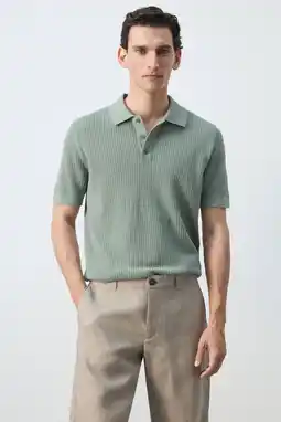 Wehkamp Mango Man regular fit gebreide polo - groen aanbieding