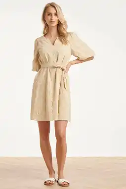 Wehkamp Smashed Lemon korte jurk beige aanbieding