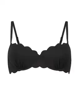 Hunkemoller Hunkemöller Voorgevormde beugel bikinitop Scallop Zwart aanbieding