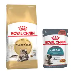Zooplus 4kg Maine Coon Adult + 24x85g Hairball Care in Saus Royal Canin Kattenvoer aanbieding