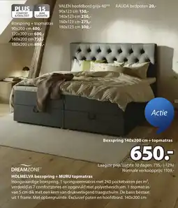 Jysk dreamzone holmelva boxspring + muru topmatras aanbieding
