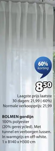 Jysk BOLMEN gordijn aanbieding