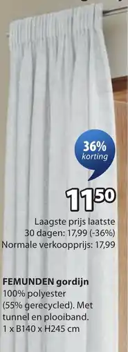 Jysk FEMUNDEN gordijn aanbieding