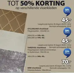 Jysk GYLLENLAKK vloerkleed aanbieding