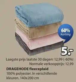 Jysk DRAGEHODE fleeceplaid aanbieding