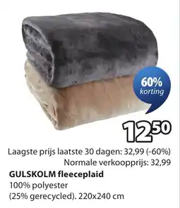 Jysk GULSKOLM fleeceplaid aanbieding