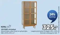 Jysk Royaloak vesterby vitrinekast aanbieding