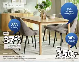 Jysk Royal oak nordenskov tafel + vellev stoelen aanbieding