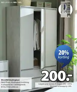 Jysk BILLUND kledingkast aanbieding