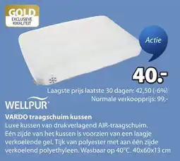 Jysk Wellpur vardo traagschuim kussen aanbieding