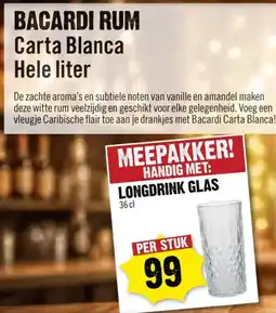 Dirck 3 Bacardi rum Carta Blanca Hele liter aanbieding