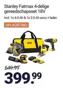 Inter Chalet Stanley Fatmax 4-delige gereedschapset 18V aanbieding