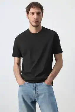 Wehkamp Mango Man slim fit T-shirt - zwart aanbieding
