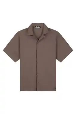 Wehkamp Malelions regular casual overhemd bruin rib gebreid aanbieding