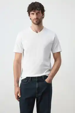 Wehkamp Mango Man slim fit T-shirt - wit aanbieding
