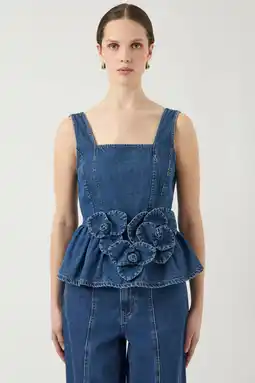 Wehkamp YAS peplum top medium blue denim aanbieding