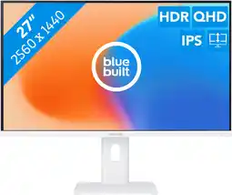 Coolblue BlueBuilt 27 inch Quad HD Monitor Wit aanbieding