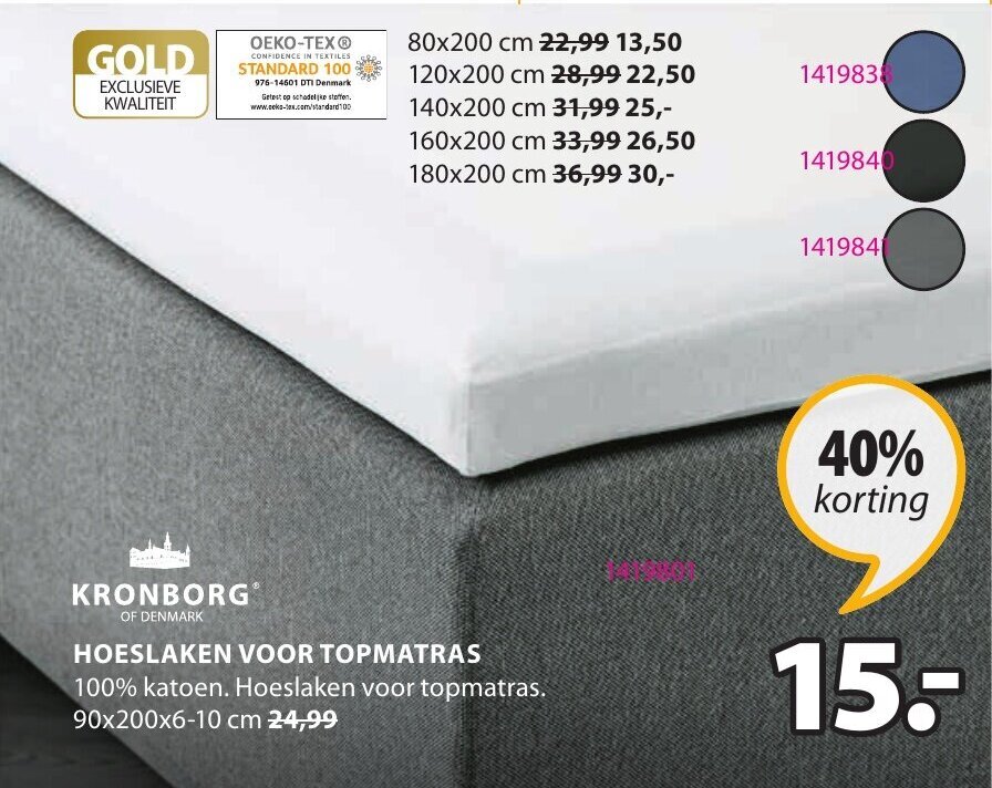 Hoeslaken voor topmatras aanbieding bij Jysk