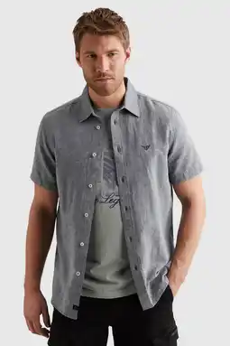 Wehkamp PME Legend regular casual overhemd met linnen blauw aanbieding