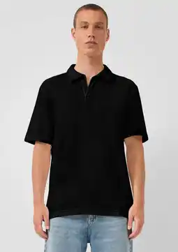 Wehkamp QS regular polo zwart gebreid aanbieding