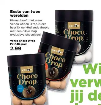 PLUS Venco Choco D'rop Pot 146 Gram aanbieding