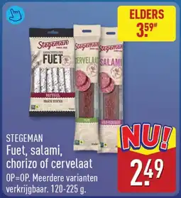 ALDI Stegeman Fuet, salami, chorizo of cervelaat aanbieding