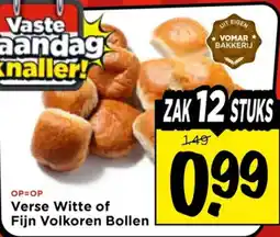 Vomar Voordeelmarkt Verse Witte of Fijn Volkoren Bollen aanbieding