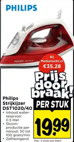 Vomar Voordeelmarkt Philips Strijkijzer DST1020/40 aanbieding