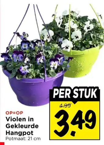 Vomar Voordeelmarkt Violen in Gekleurde Hangpot aanbieding