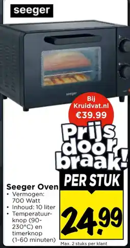 Vomar Voordeelmarkt Seeger Oven aanbieding