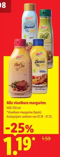 Lidl Alle vloeibare margarine aanbieding